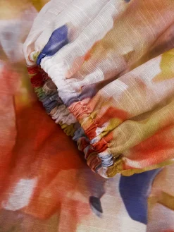 Boat Neck Vacation Loose Floral Print Shirt