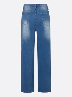 Buckle Detail Straight-Leg Denim Jeans