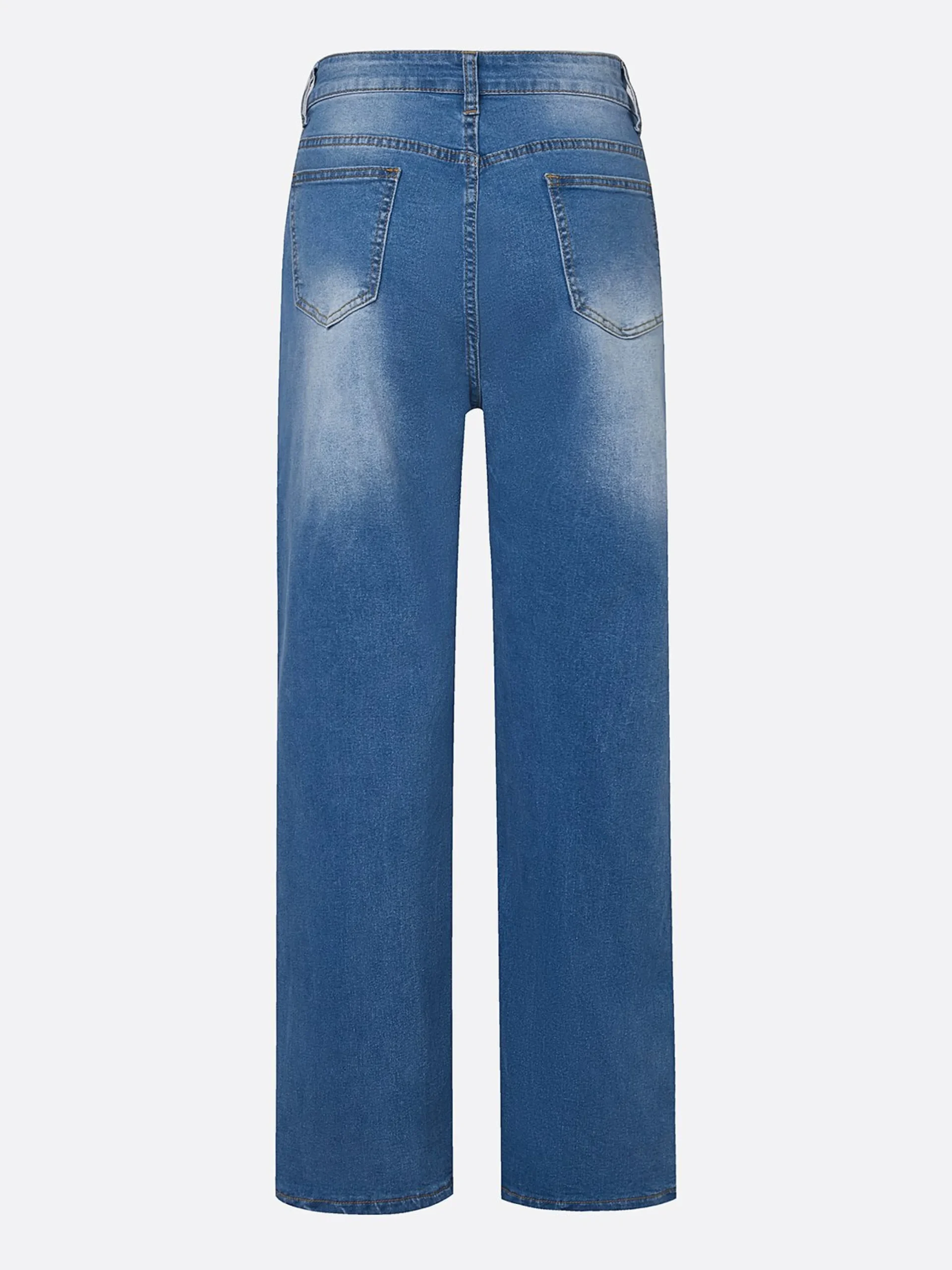 Buckle Detail Straight-Leg Denim Jeans