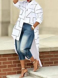 Casual Abstract Graphic Printing Shirt Collar Shirt