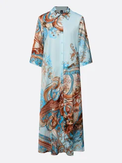 Casual Abstract Print Relaxed Maxi Shirt Dress