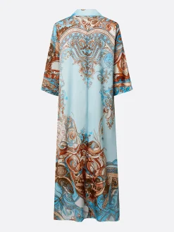 Casual Abstract Print Relaxed Maxi Shirt Dress