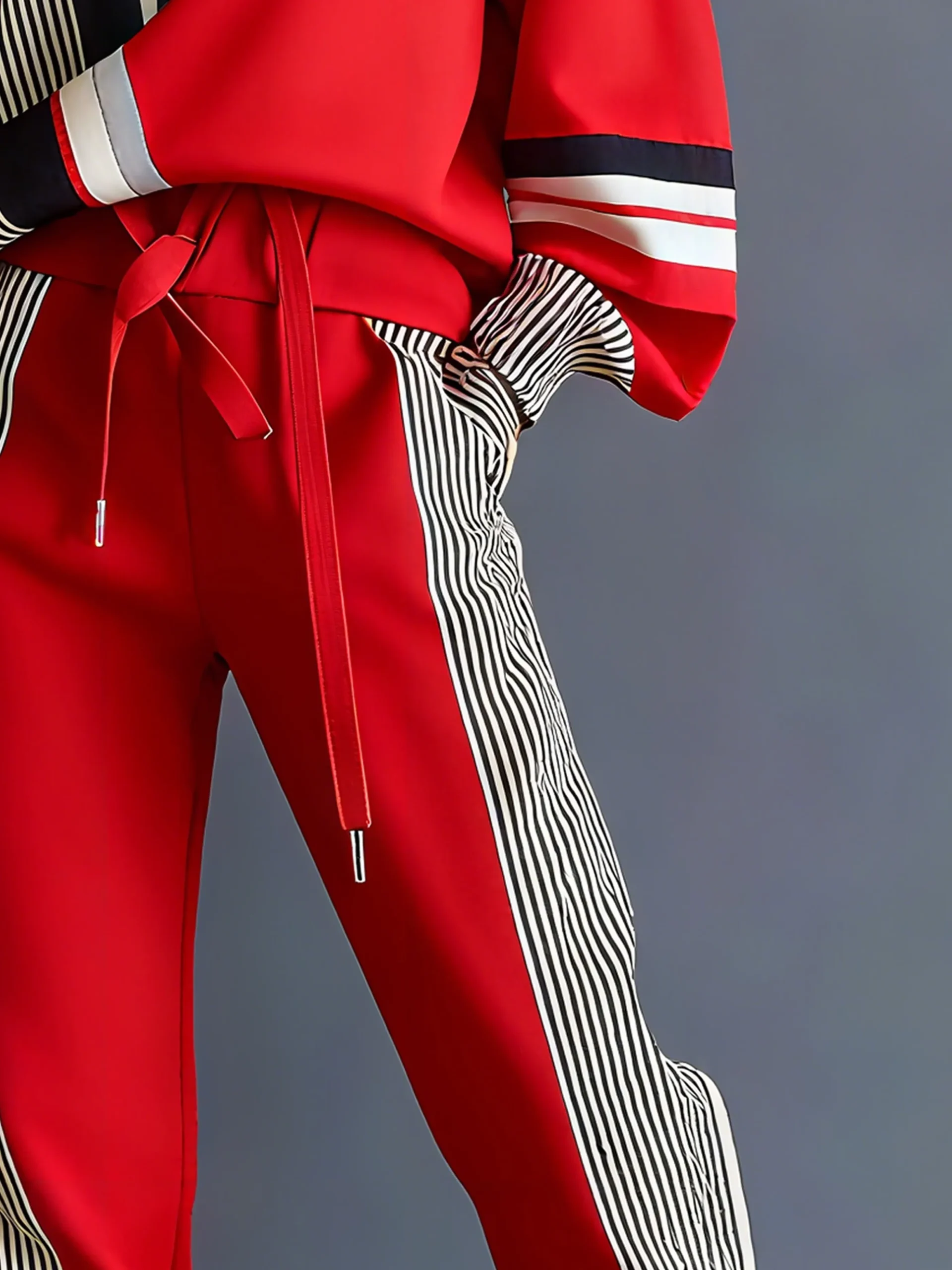 Casual Colorblock Ankle Cuffed Pants