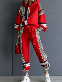 Casual Colorblock Ankle Cuffed Pants