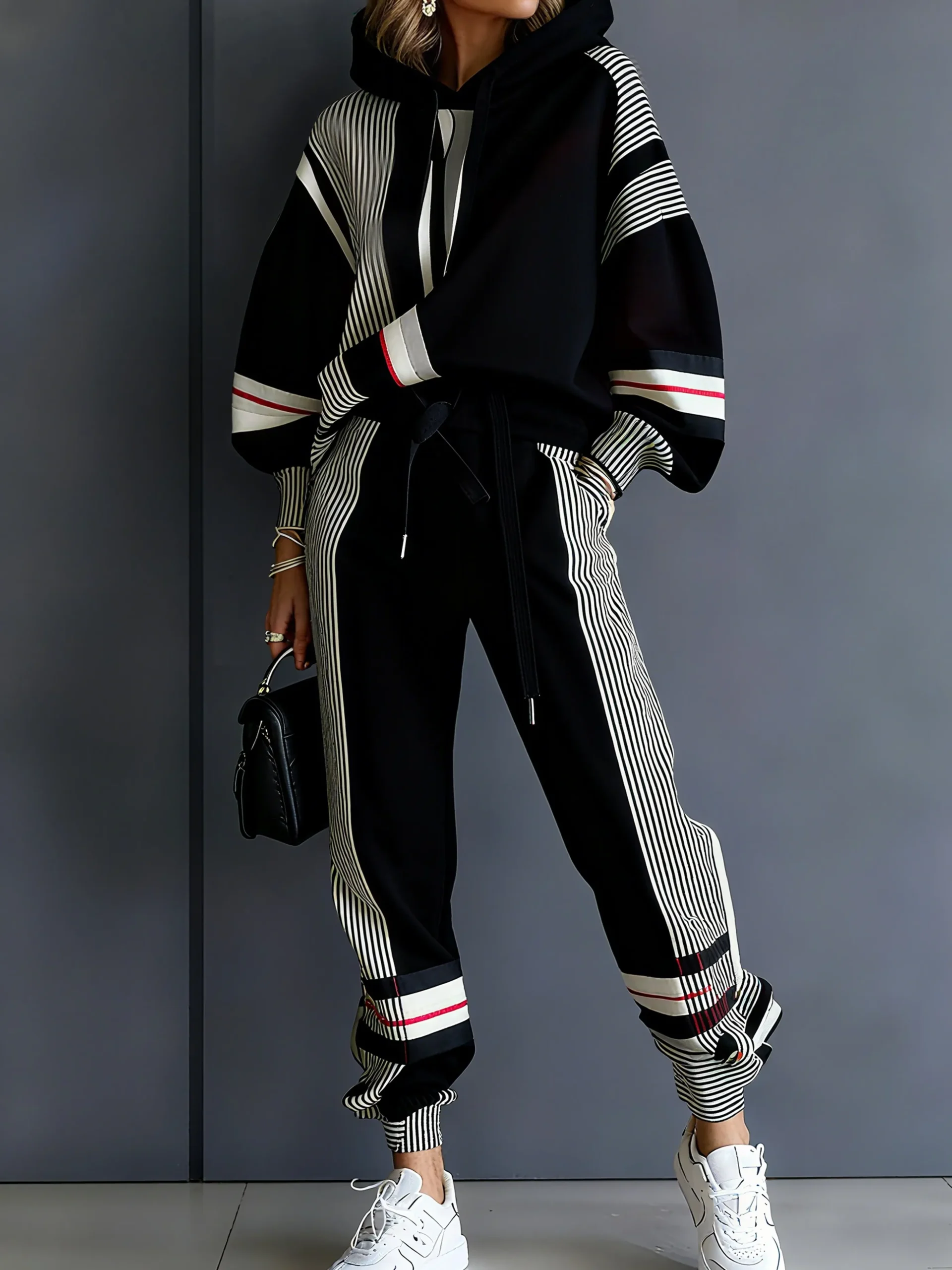Casual Colorblock Ankle Cuffed Pants