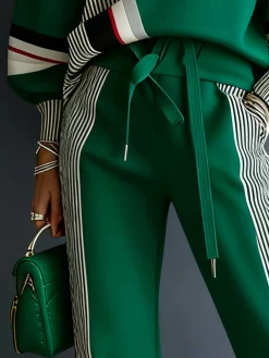 Casual Colorblock Ankle Cuffed Pants