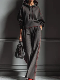 Casual Color Block Binding Hoodie