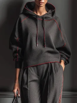 Casual Color Block Binding Hoodie