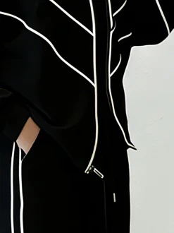 Casual Color Block Blazer Loose Stand Collar H-Line Daily Jacket