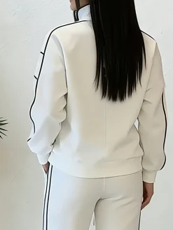 Casual Color Block Blazer Loose Stand Collar H-Line Daily Jacket
