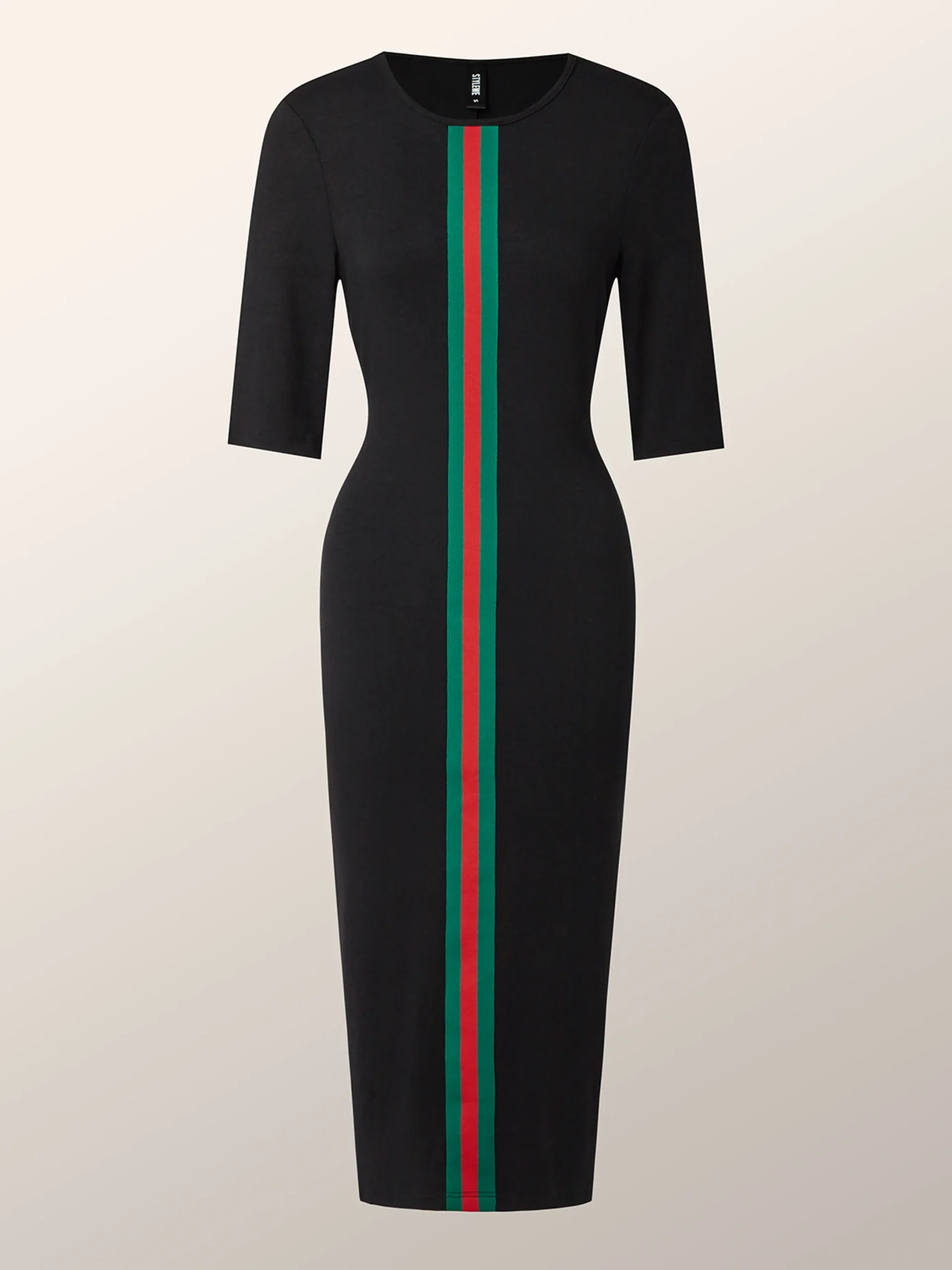 Casual Color Block Classic Tight Crew Neck Bodycon Dress
