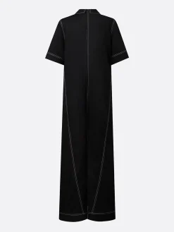Casual Color Block Shirt Cotton And Linen Jumpsuit