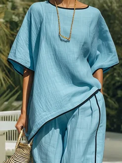Casual Color Block Split Joint Blouse