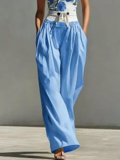 Casual Color Block Straight Pants