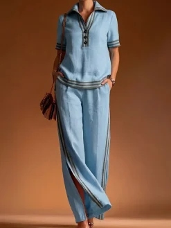 Casual Color Block Straight Pants
