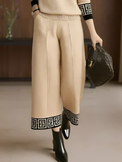 Casual Color Block Straight Pants