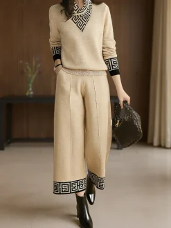 Casual Color Block Straight Pants