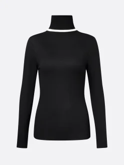 Casual Color-Block Turtleneck Tee