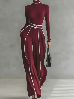 Casual Color-Block Turtleneck Tee