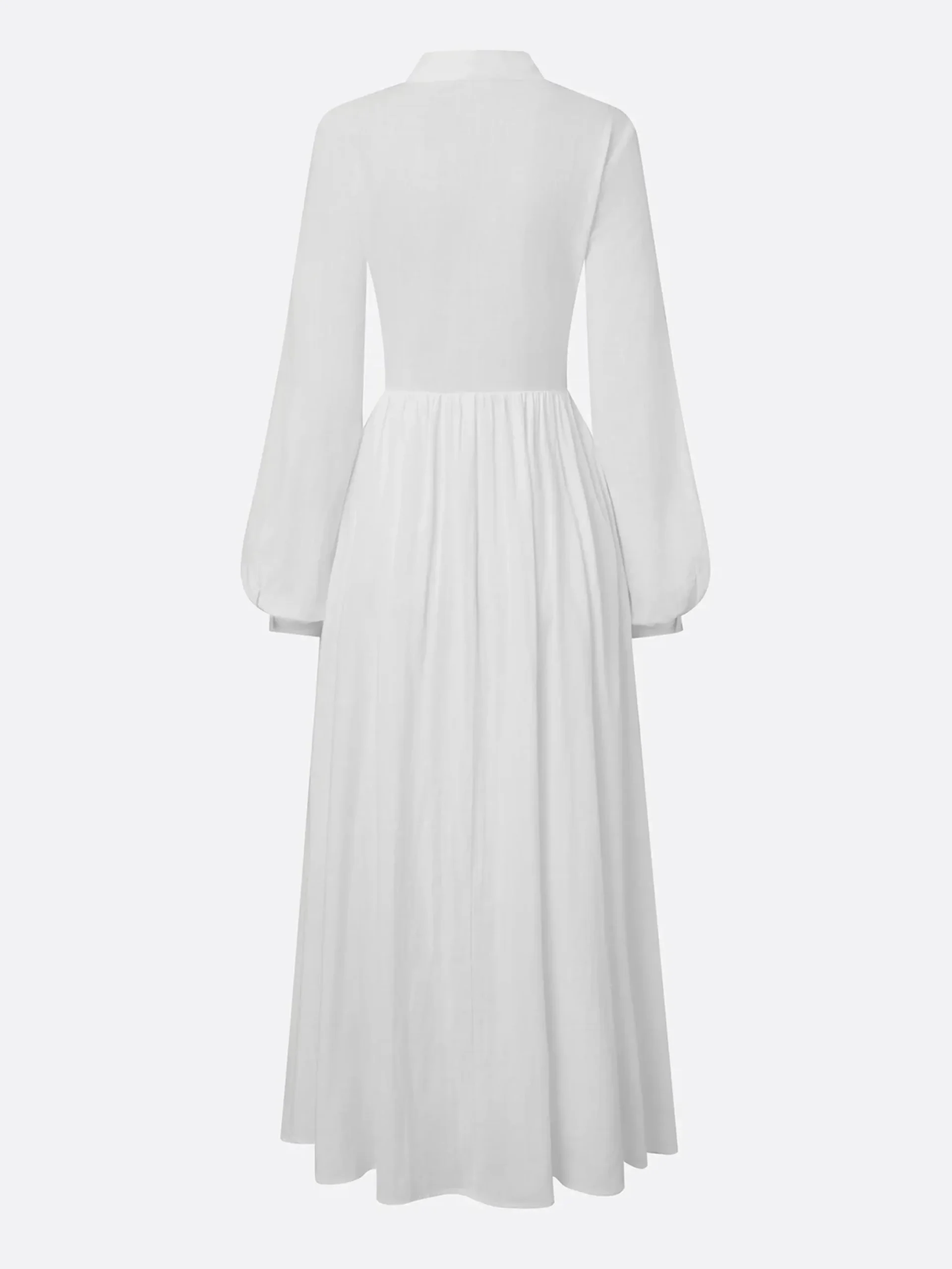 Casual Cotton Linen Maxi Dress High Waist Stand Collar Daily