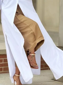 Casual Cotton Loose Split Long Shirt