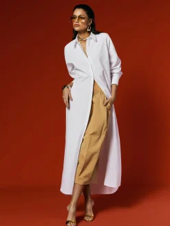 Casual Cotton Loose Split Long Shirt