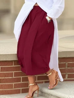 Casual Cotton Wide-Leg Cropped Pants