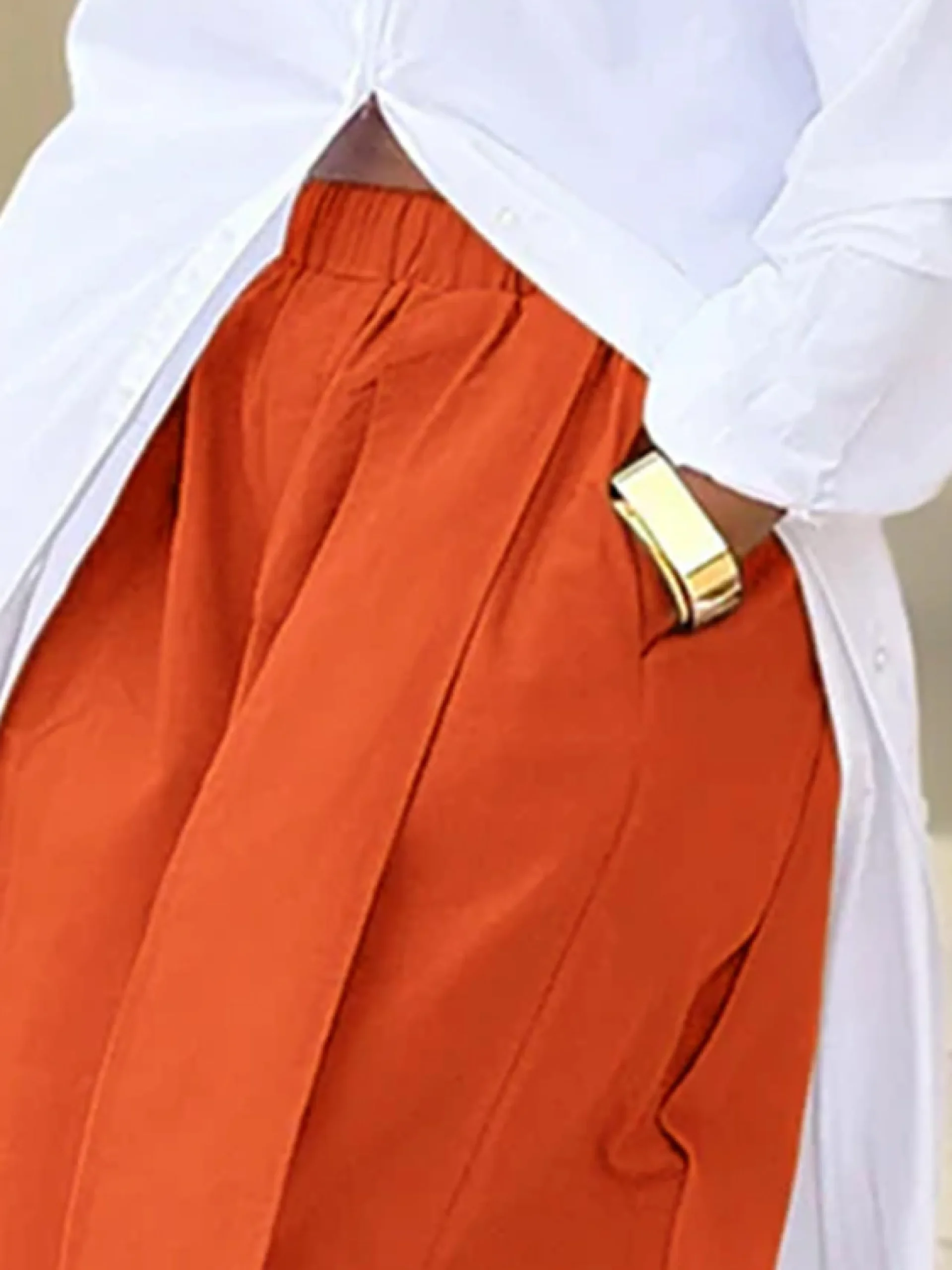 Casual Cotton Wide-Leg Cropped Pants