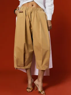Casual Cotton Wide-Leg Cropped Pants