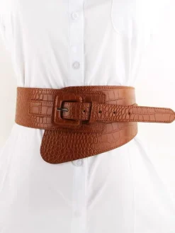 Casual Crocodile Embossed Irregular Girdle Belt