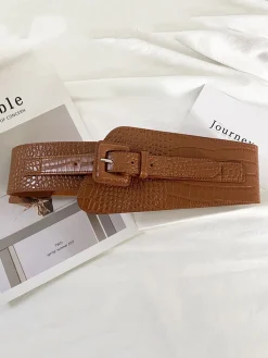 Casual Crocodile Embossed Irregular Girdle Belt