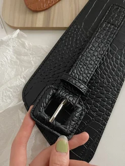 Casual Crocodile Embossed Irregular Girdle Belt