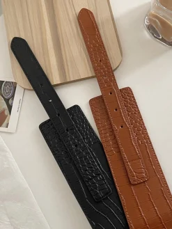 Casual Crocodile Embossed Irregular Girdle Belt