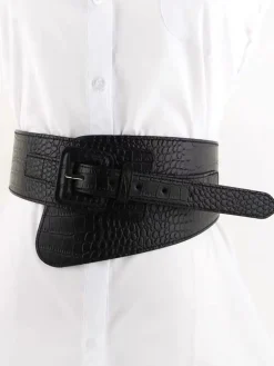 Casual Crocodile Embossed Irregular Girdle Belt