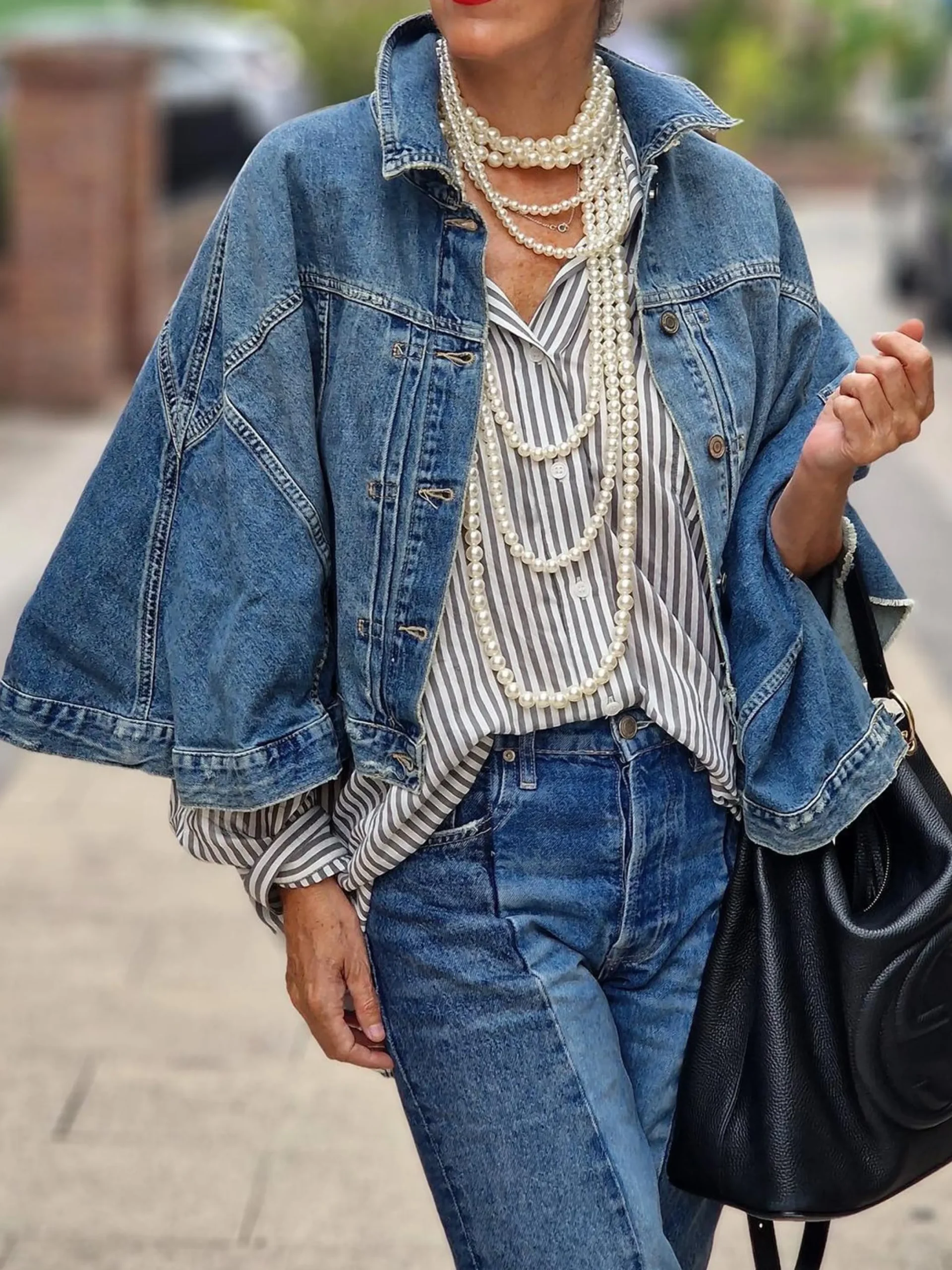 Casual Distressing Cloak Denim Coat