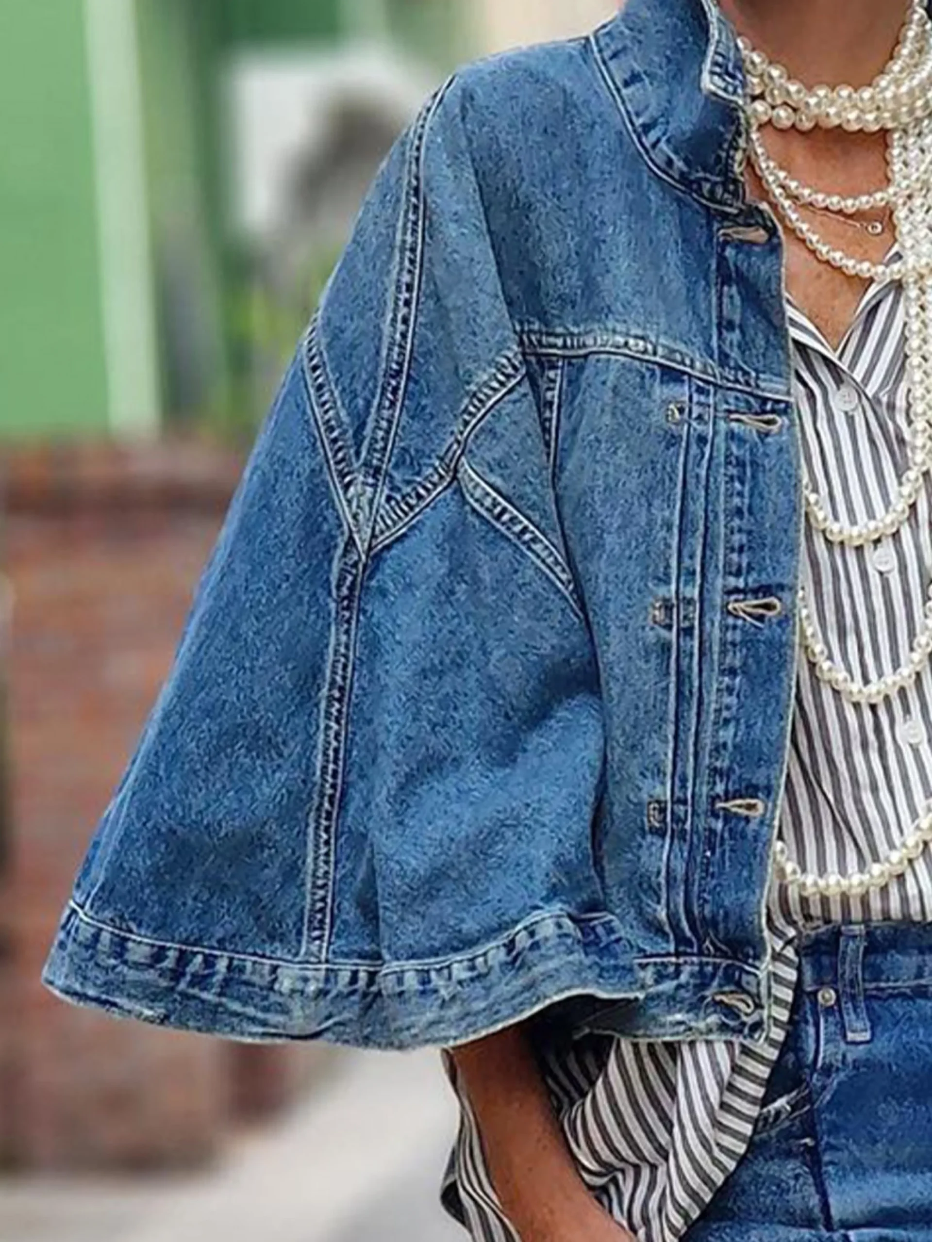 Casual Distressing Cloak Denim Coat