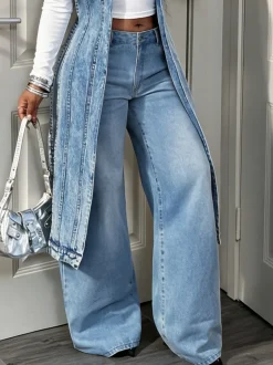 Casual Distressing Plain Jeans
