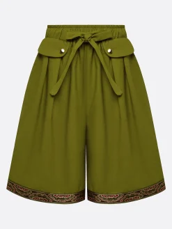 Casual Ethnic Print High Waist Shorts