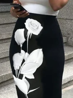 Casual Floral Midi Skirt