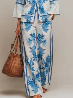 Casual Floral Printing Straight Pants