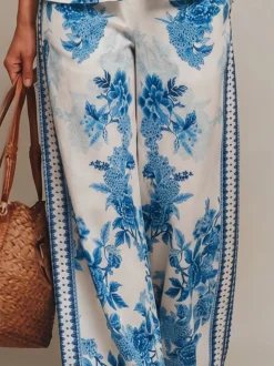 Casual Floral Printing Straight Pants