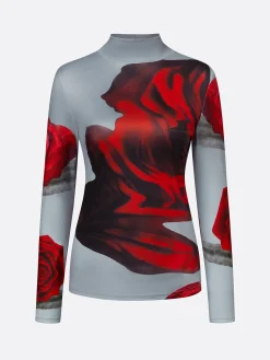 Casual Floral Printing Tight T-shirt