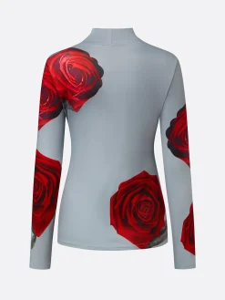 Casual Floral Printing Tight T-shirt
