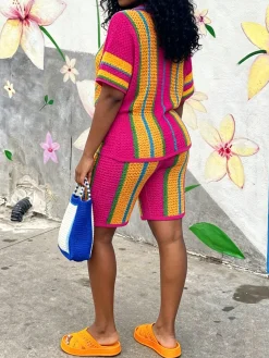Casual Geometric Straight Pants Shorts