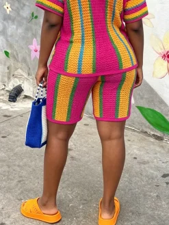 Casual Geometric Straight Pants Shorts