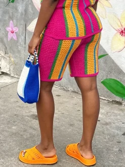 Casual Geometric Straight Pants Shorts