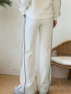Casual High Waist Wide Leg Pants Color Block H-Line Daily Trousers
