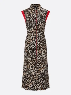 Casual Leopard Colorblock Tailored Maxi Dress