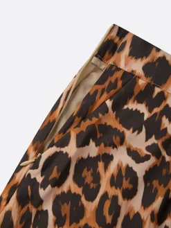 Casual Leopard Colorblock Wide Leg Pants No Belt