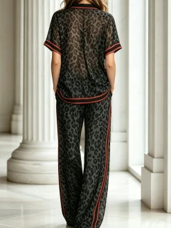 Casual Leopard Printing Wide Leg Pants